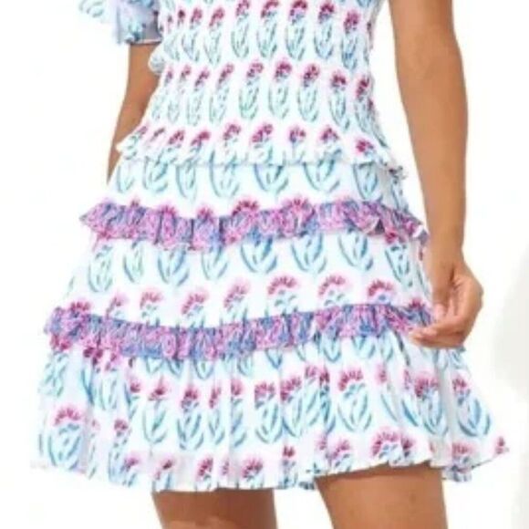 Oliphant Floral Mini Skirt in Blue and Pink - Picture 1 of 2
